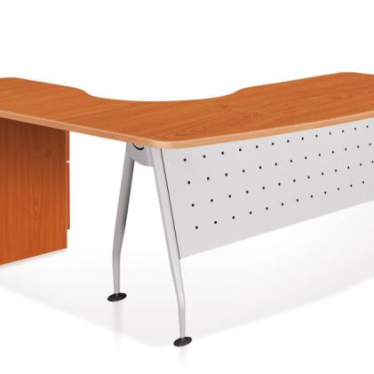 Executive L-shaped Table with Modesty Panel, 2+1F Fixed Pedestal & Inula Leg
