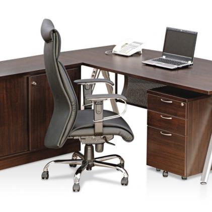 Executive D-shaped Table with Modesty Panel, Aster Leg & Credenza Side Return